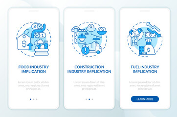 Key supply chain strategy blue onboarding mobile app screen. Business walkthrough 5 steps editable graphic instructions with linear concepts. UI, UX, GUI template. Myriad Pro-Bold, Regular fonts used