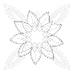 Printable Colouring Page for Adult for Fun and Relaxation. Hand Drawn Sketch for Adult Anti Stress. Decorative Abstract Flowers in Black Isolated on White Background.-vector