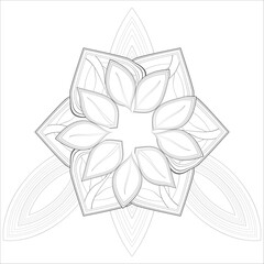 Printable Colouring Page for Adult for Fun and Relaxation. Hand Drawn Sketch for Adult Anti Stress. Decorative Abstract Flowers in Black Isolated on White Background.-vector