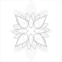 Printable Colouring Page for Adult for Fun and Relaxation. Hand Drawn Sketch for Adult Anti Stress. Decorative Abstract Flowers in Black Isolated on White Background.-vector