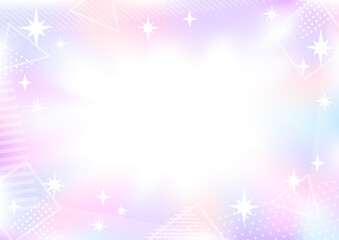 キラキラ幾何学図形とパープルのグラデーション背景　横