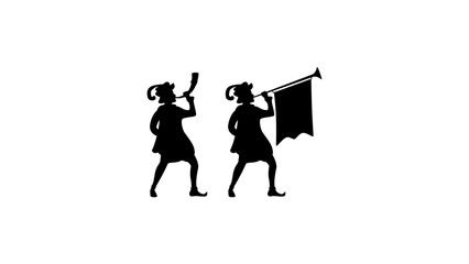 The Herald with a Trumpet, Hand drawn isolated vector silhouette.