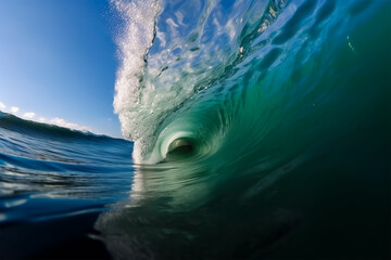 Sea water ocean wave, inside view.