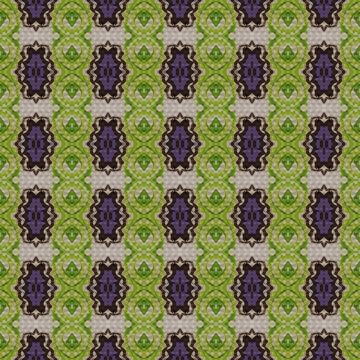 Shibori pattern. Ikat textile. Tie dye print. Green seamless stencil. Moroccan tile. Folk geometric ornament. Japanese shibori pattern. Watercolor batik paint, silk fabric. Ethnic carpet motif