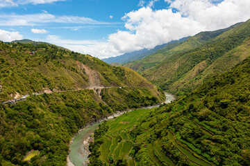 Farm and agricultural land with crops in the mountainous area. Philippines.