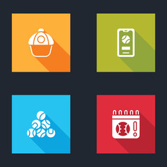 Set Baseball cap, Mobile with baseball, and Calendar game icon. Vector