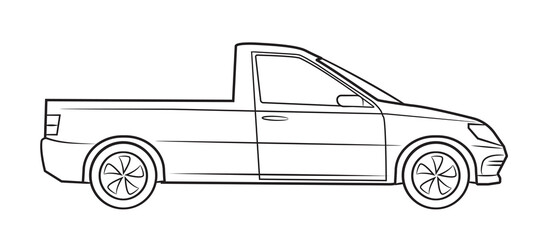 Pickup car transporter vector stock illustration.