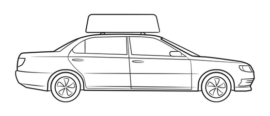Taxi car with large roof plate - vector stock illustration.