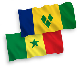 Flags of Saint Vincent and the Grenadines and Republic of Senegal on a white background