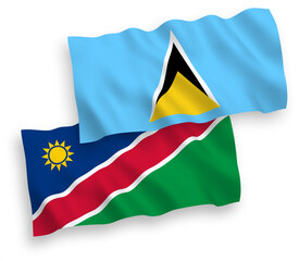 Flags of Saint Lucia and Republic of Namibia on a white background