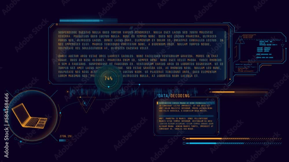 Poster animated infographics on the theme of decoding data.