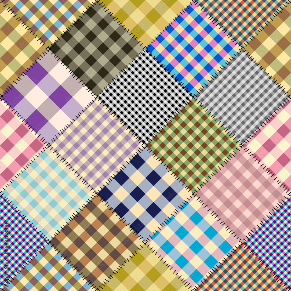 Poster geometric abstract pattern. intersection patchwork plaid style