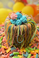 Multicolored sweet candies in the store