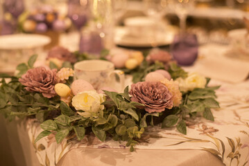 Easter. Dishes on the festive table