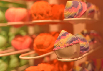 Multicolored bath bombs. Bathing products