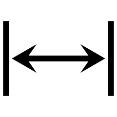 Dual arrow line icon, equivalent width vector, width distance measurement