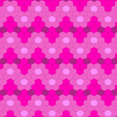 Pink and white hexagons pattern on a pink background.