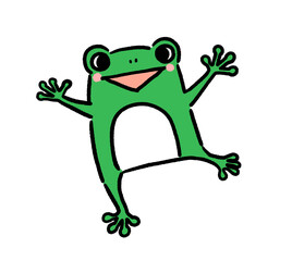 ジャンプする楽しそうなカエルのイラスト