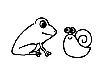 カエルとカタツムリのイラスト