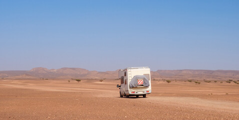 Motor home travel in Morocco desert