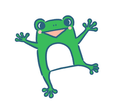 ジャンプする楽しそうなカエルのイラスト