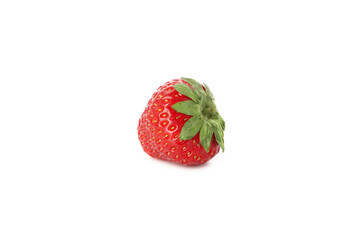 Fresh single strawberry isolated on white background
