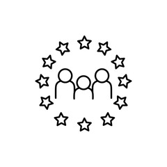 Business meeting line icon. Employee nomination sign. Teamwork rating symbol. Quality design element. Editable stroke. Linear style business meeting icon. Vector