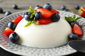 Delicious and sweet dessert - Panna Cotta, composition for tasty dessert concept