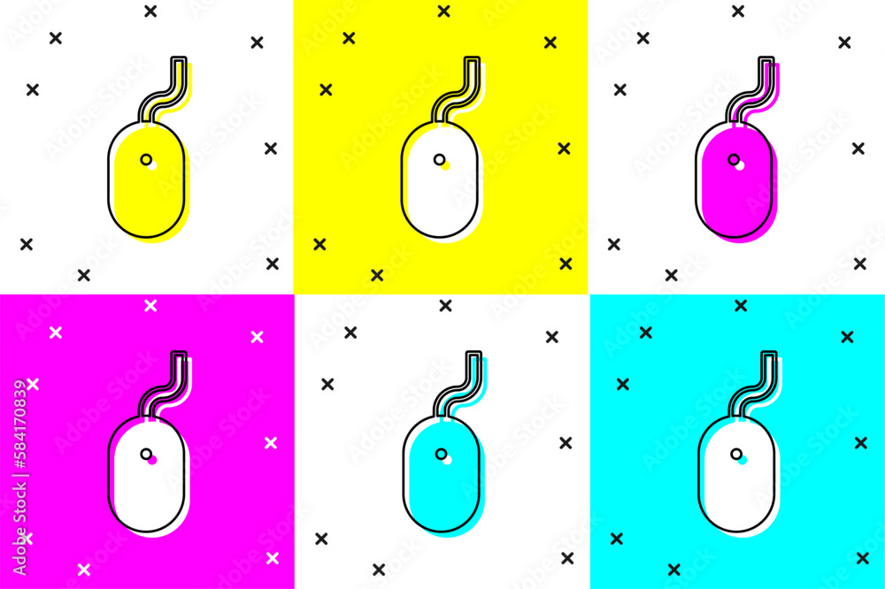 Poster set computer mouse icon isolated on color background. optical with wheel symbol. vector
