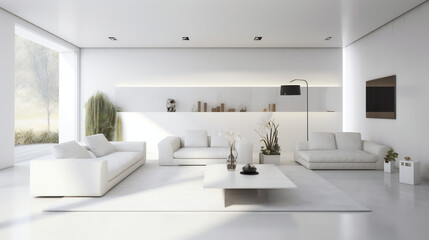 Contemporary Living Room Interior, 3D render, 3D illustration