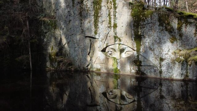 Springtime view of an old flooded quarry near the town of Lipnice nad S&aacute;zavou, Czech Republic
