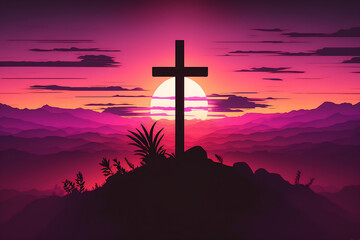 Jesus Cross Background, Christian, Good Friday Concept,Jesus,Cross,Spiritual,Easter,God,Church,Holy cross by Generative AI