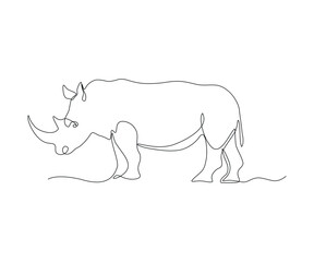 abstract Rhinoceros Continuous One Line Drawing
