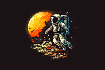 illustration of an spaceman floating in space