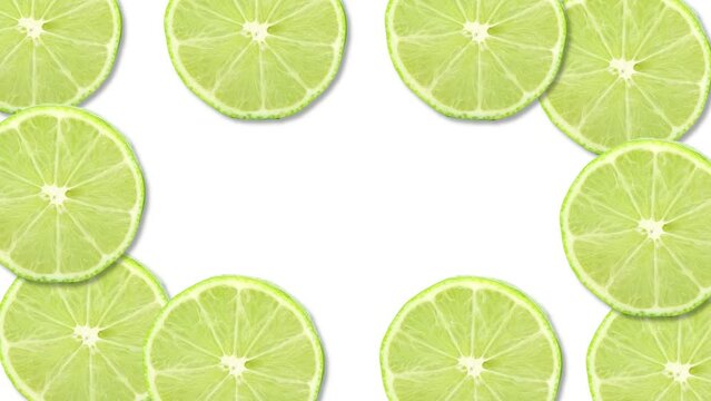 Sliced lime fruit with stop motion effect. Seamless loop video