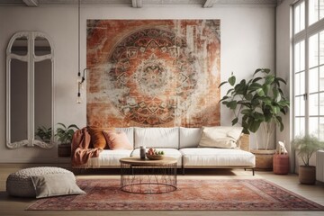 Boho decor Wall art mockup. Generative AI