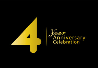 4 years anniversary celebration logotype gold color vector, 4th birthday logo, 4 number, anniversary year banner, anniversary design elements for invitation card and poster. number design vector