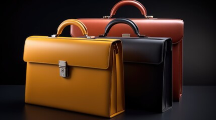 Sleek and Stylish Leather Business Briefcases in a Professional Photoshoot. Generative ai illustration