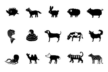 カワイイ動物のイラスト集(シルエット)