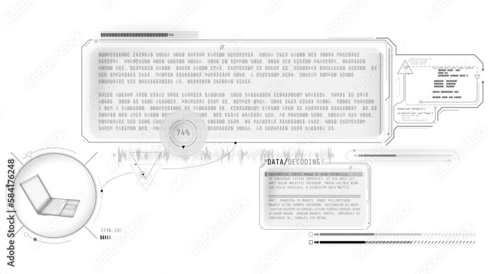 Poster animated infographics on the theme of decoding data.