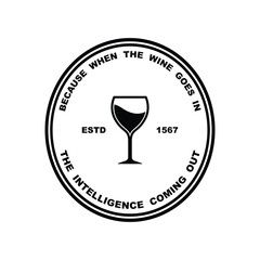 wine, winery logo or icon, emblem, label for menu design restaurant or cafe, lettering vector illustration