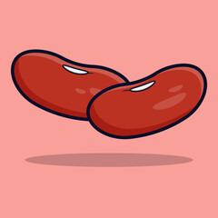 Red kidney bean vector icon illustration. Red kidney bean icon concept isolated. Flat design