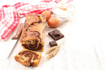 Chocolate marble cake with ingredient