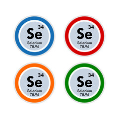 selenium icon set. vector illustration in 4 colors options for web design