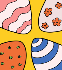 Easter colored decorated eggs vector doodle illustration isolated on white background.