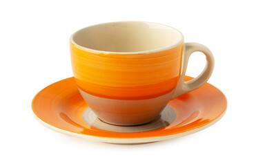 Ceramic cup and saucer isolated on white