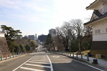 Sendai, Miyagi, Japan, March 2023.Scenery around the main gate of Aoba Castle by Date Masamune.