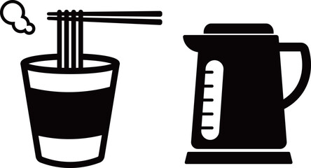 ケトル　カップラーメン　アイコン