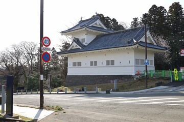 Sendai, Miyagi, Japan, March 2023.Scenery around the main gate of Aoba Castle by Date Masamune.