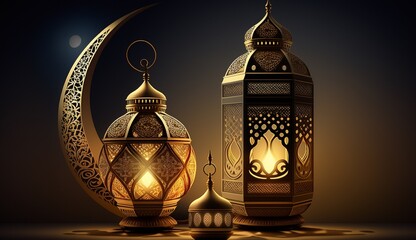 Fototapeta na wymiar ramadan kareem social banner template with crescent and islamic lanterns.